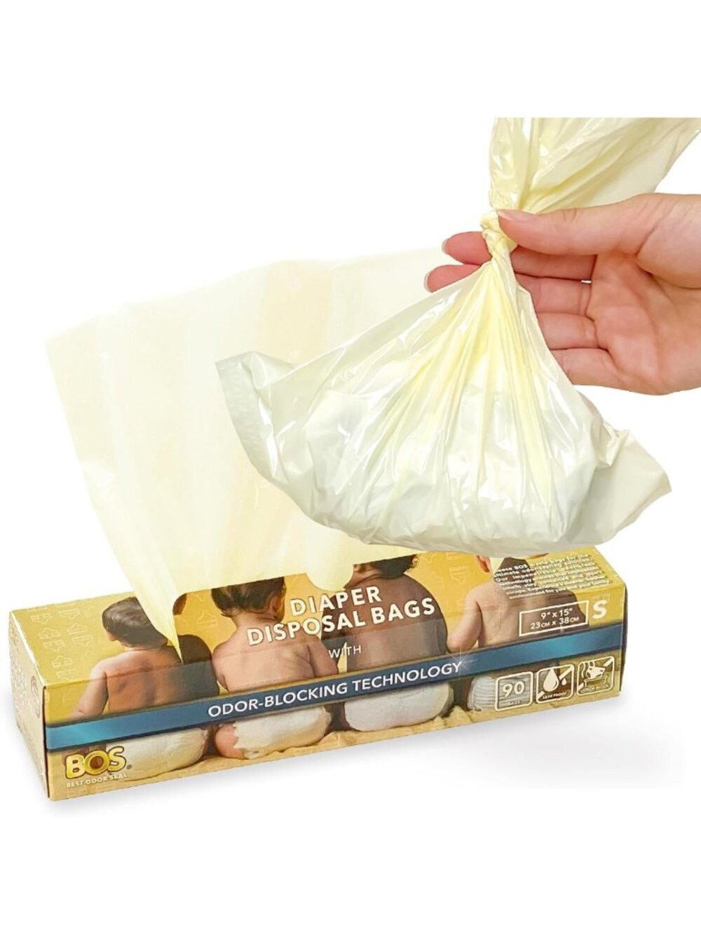Odor-Locking Diaper Disposal Bags, Unscented, Small, 90 Count, Made in Japan